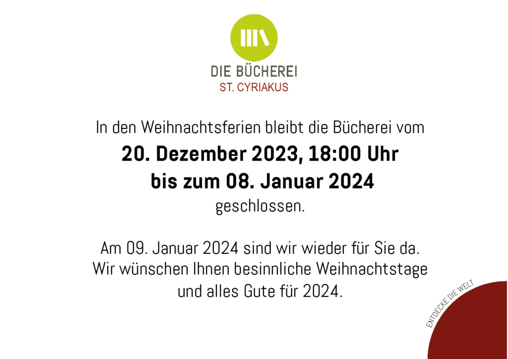 Weihnachtsferien 2023 Aushang